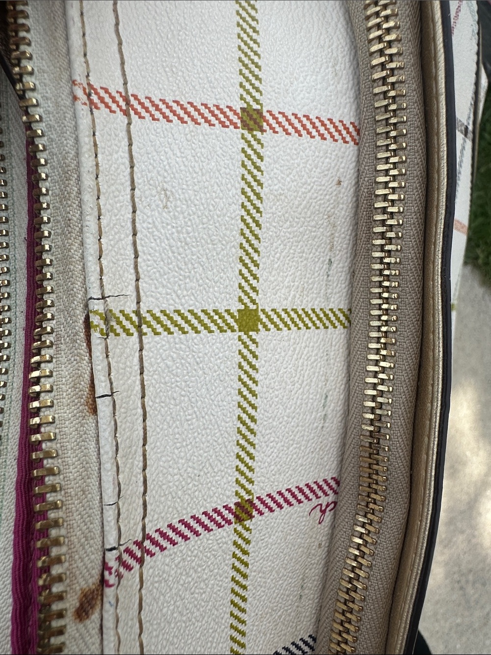 Coach White Multicolor Plaid Crossbody with Gold Accents - Picture 10 of 16